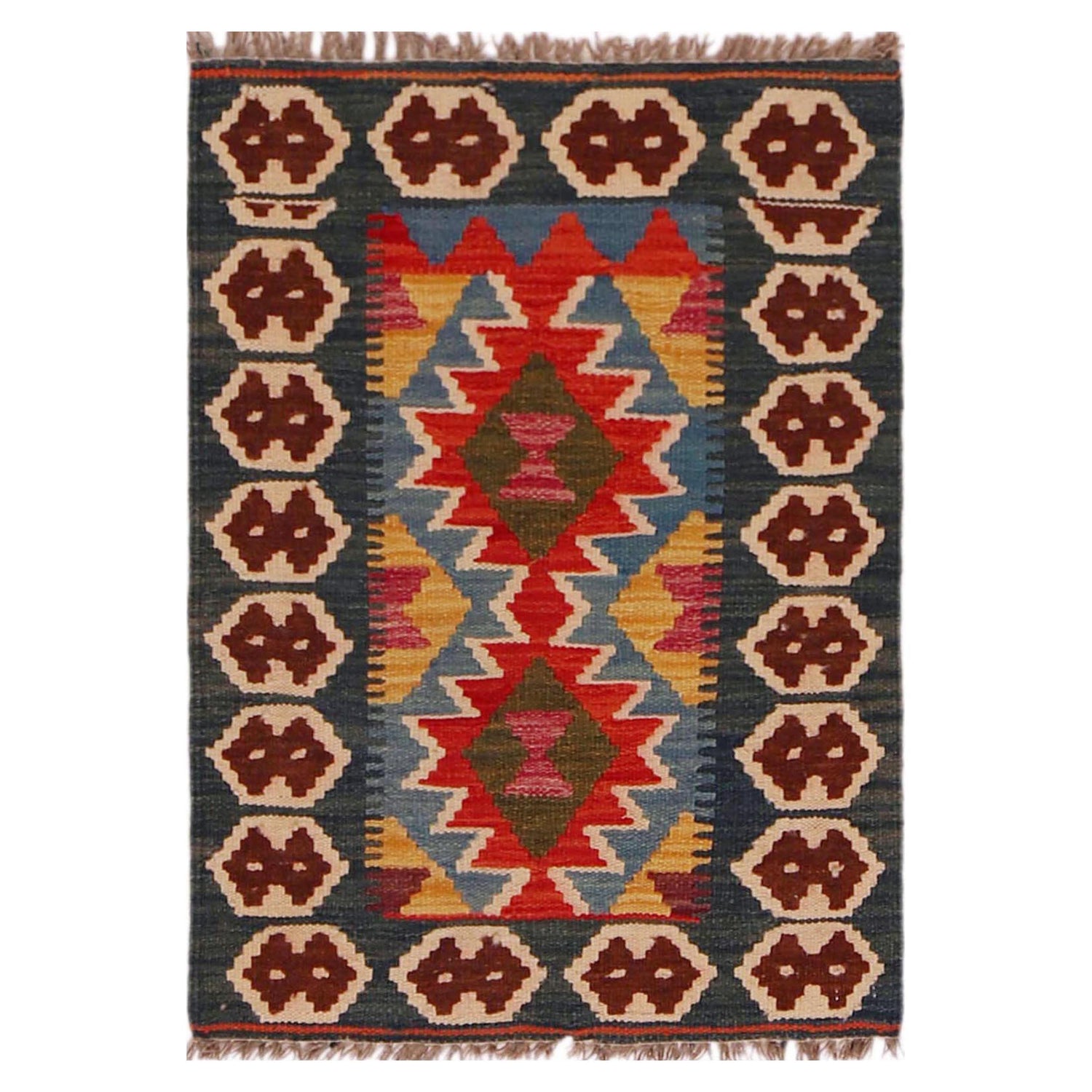 Handmade Vegetable Kilim 1' 11" x 2' 9" (ft) - No. P35980