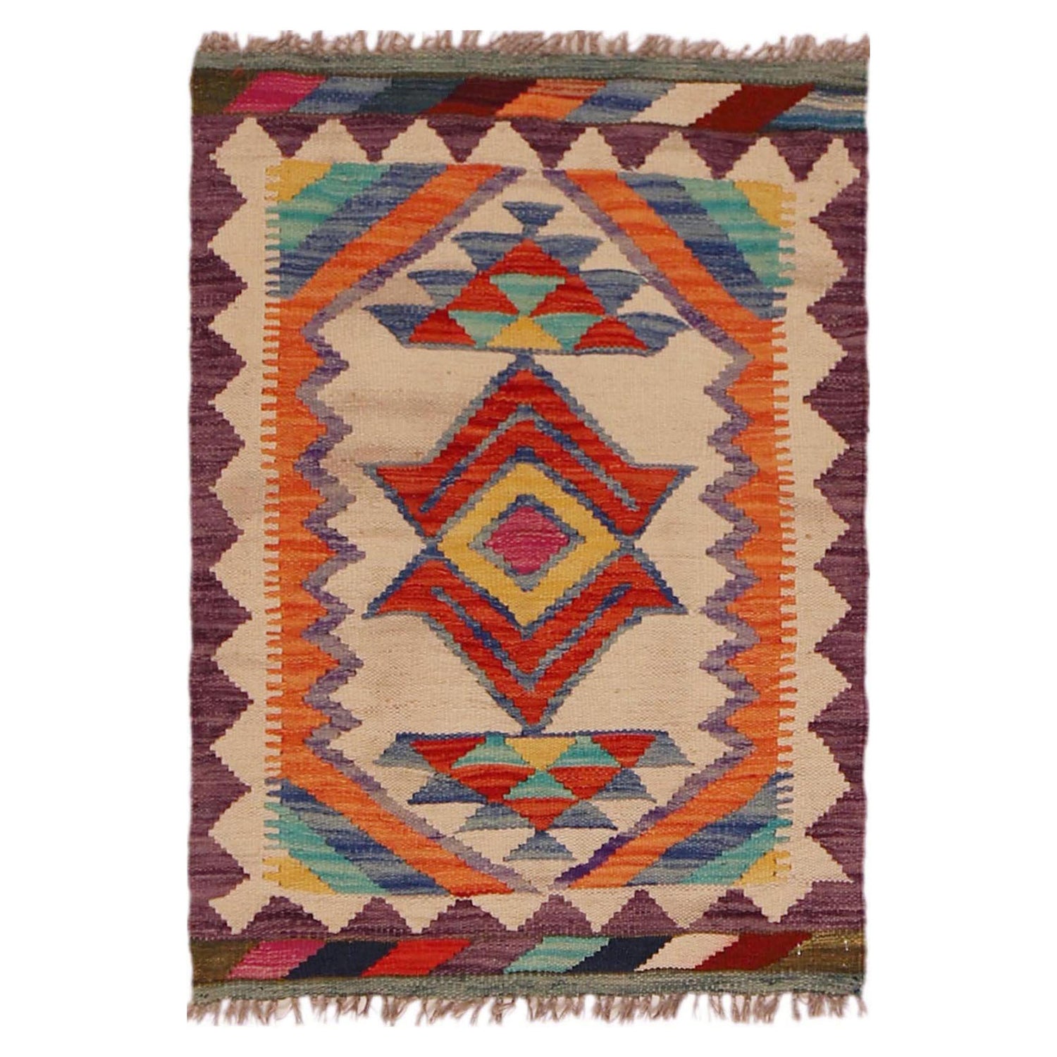 Handmade Vegetable Kilim 2' 1" x 2' 11" (ft) - No. P35986