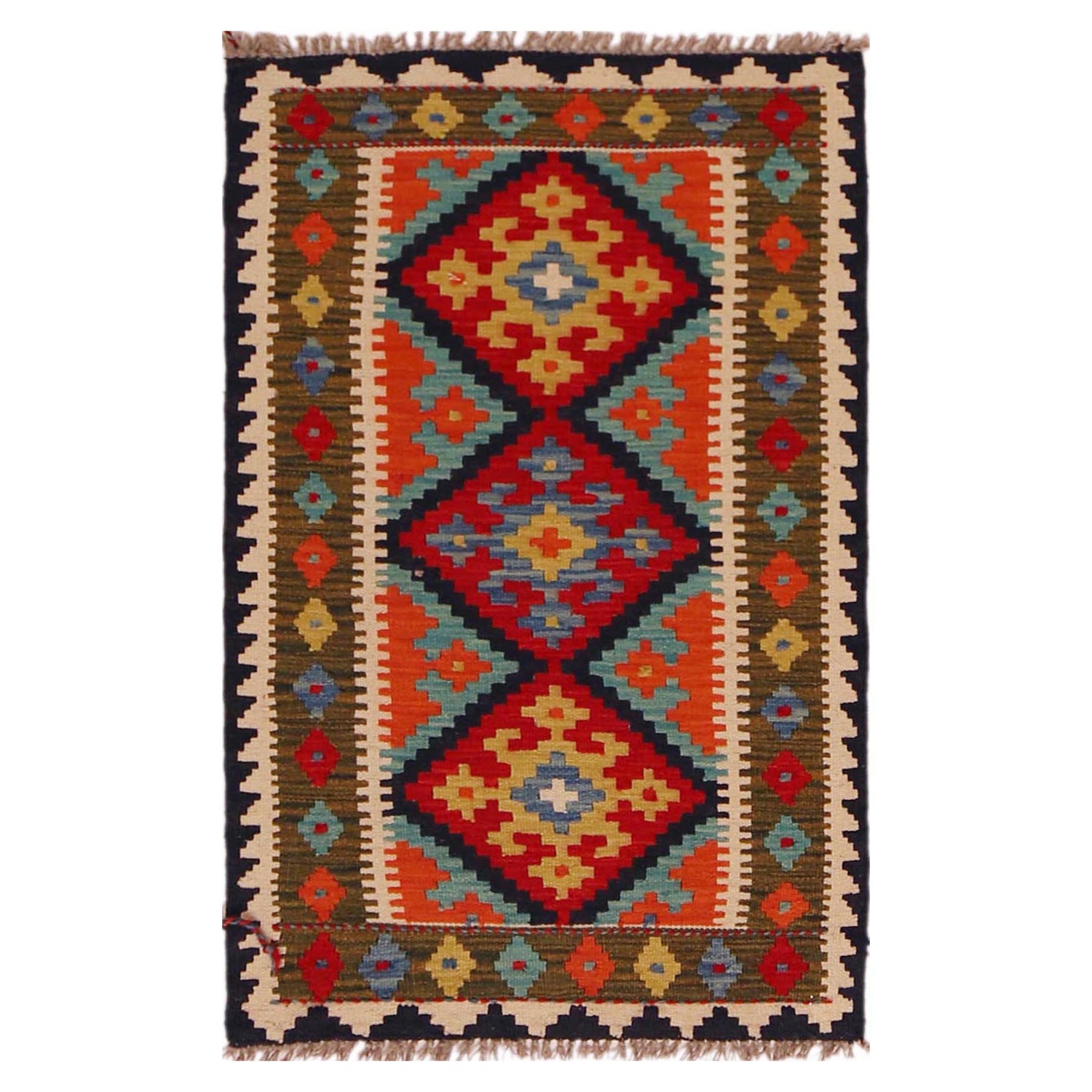 Handmade Vegetable Kilim 2' 0" x 3' 5" (ft) - No. P35992