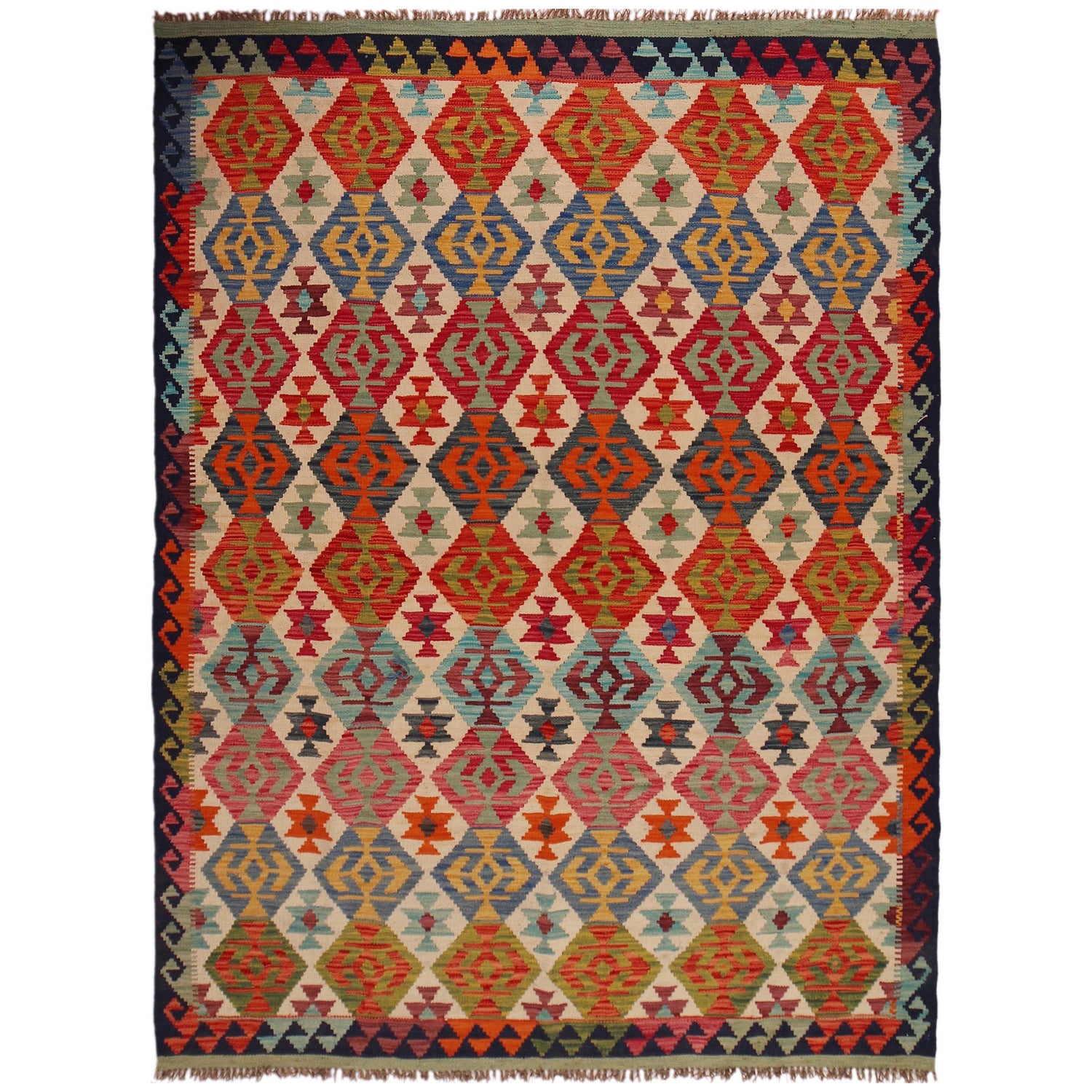 Handmade Vegetable Kilim 5' 8" x 7' 9" (ft) - No. P35993