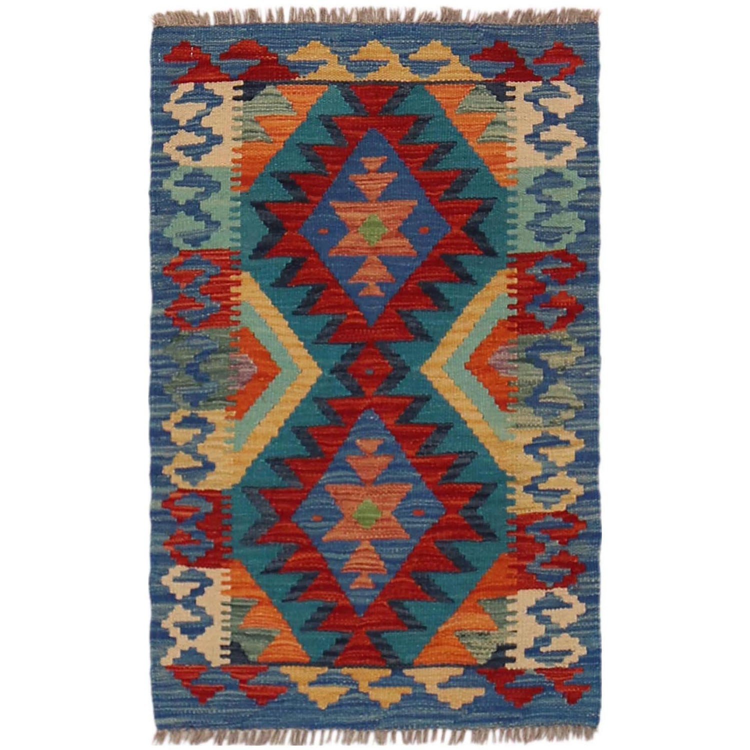Handmade Vegetable Kilim 1' 11" x 2' 11" (ft) - No. P36035