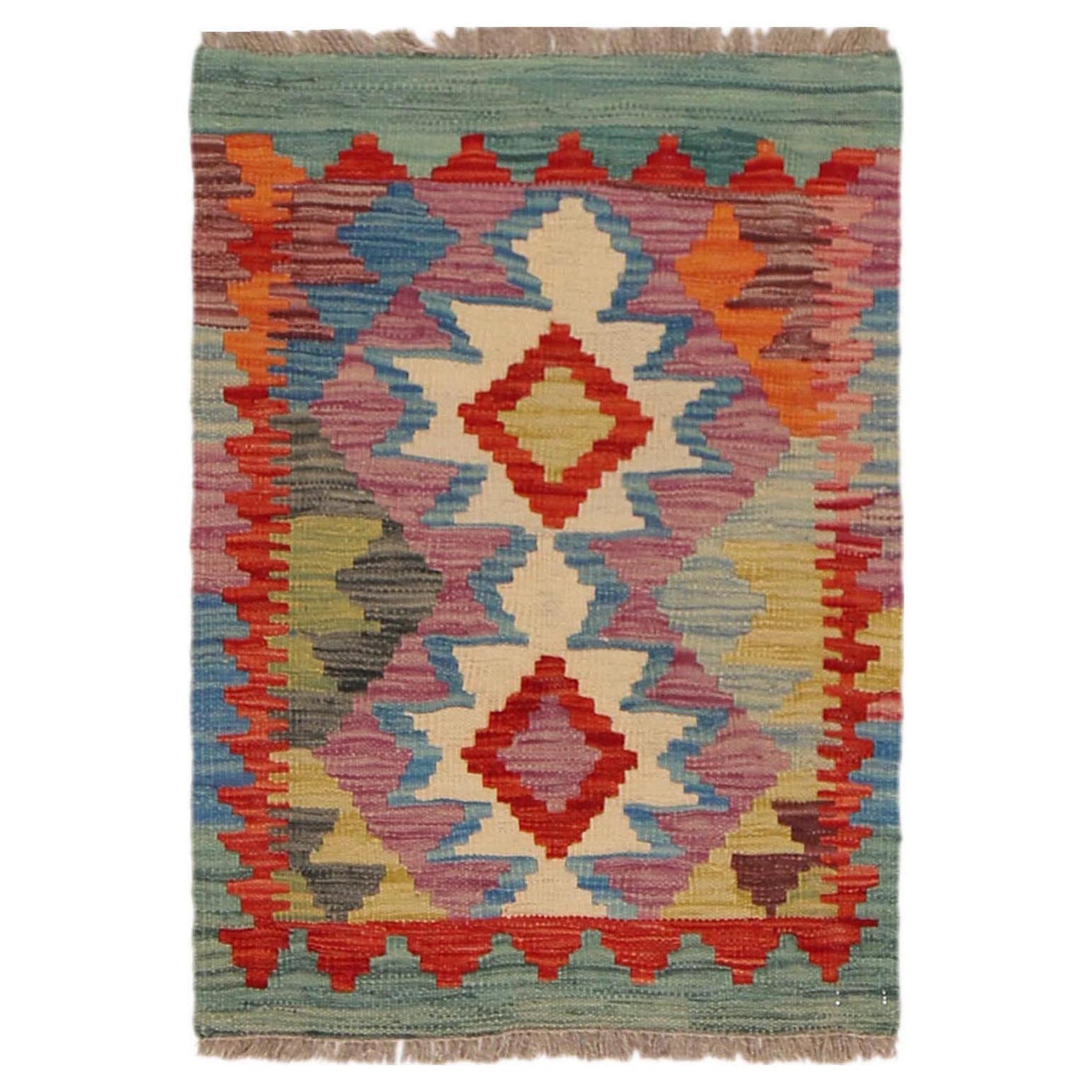 Handmade Vegetable Kilim 1' 10" x 2' 6" (ft) - No. P36049