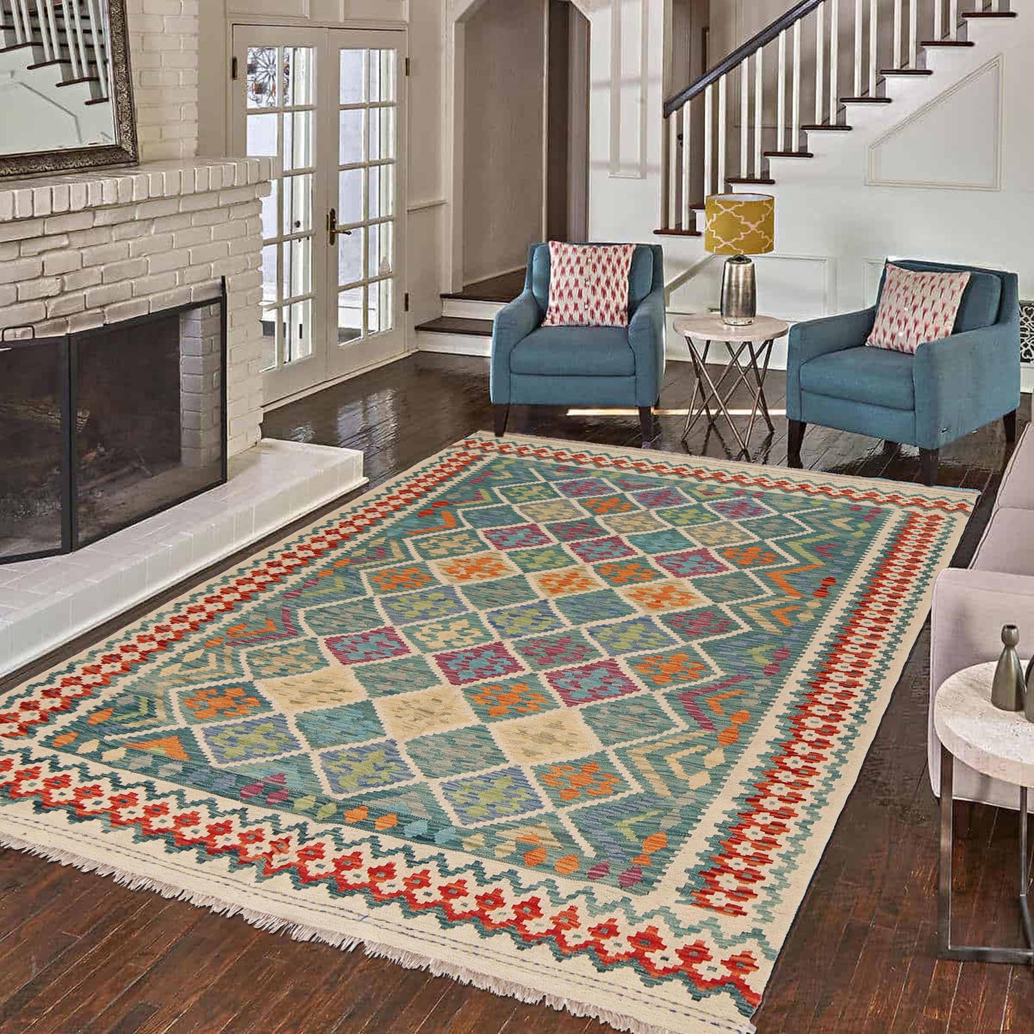 Handmade Vegetable Kelim 6' 0" x 7' 10" (ft) - No. P36059