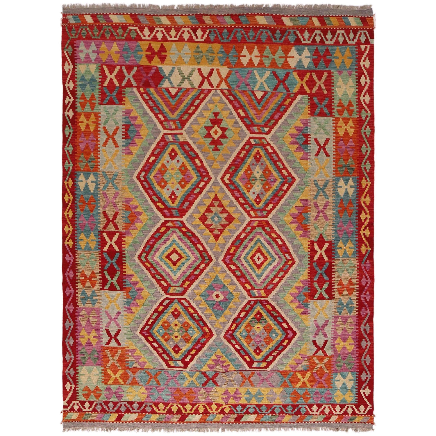 Handmade Vegetable Kilim 5' 9" x 8' 1" (ft) - No. P36060