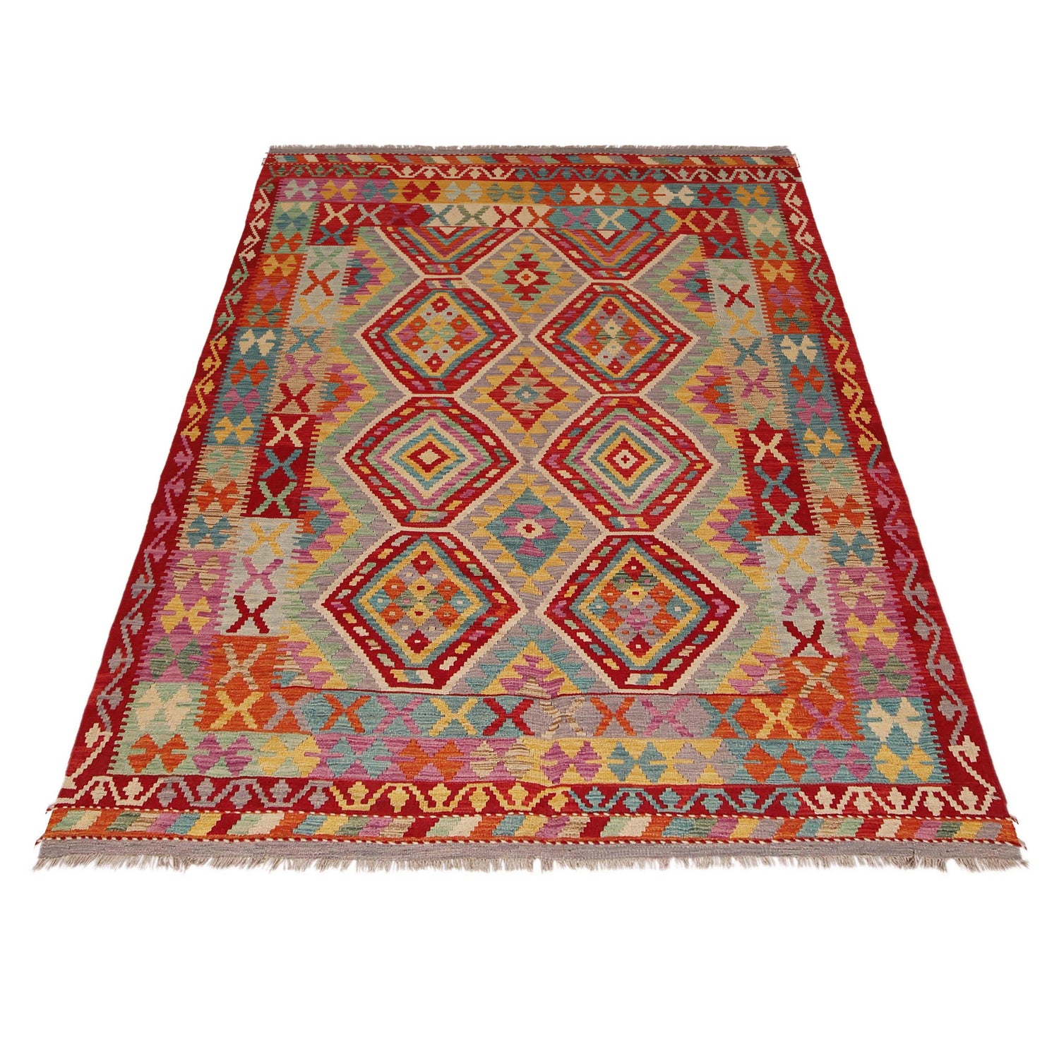 Handmade Vegetable Kilim 5' 9" x 8' 1" (ft) - No. P36060