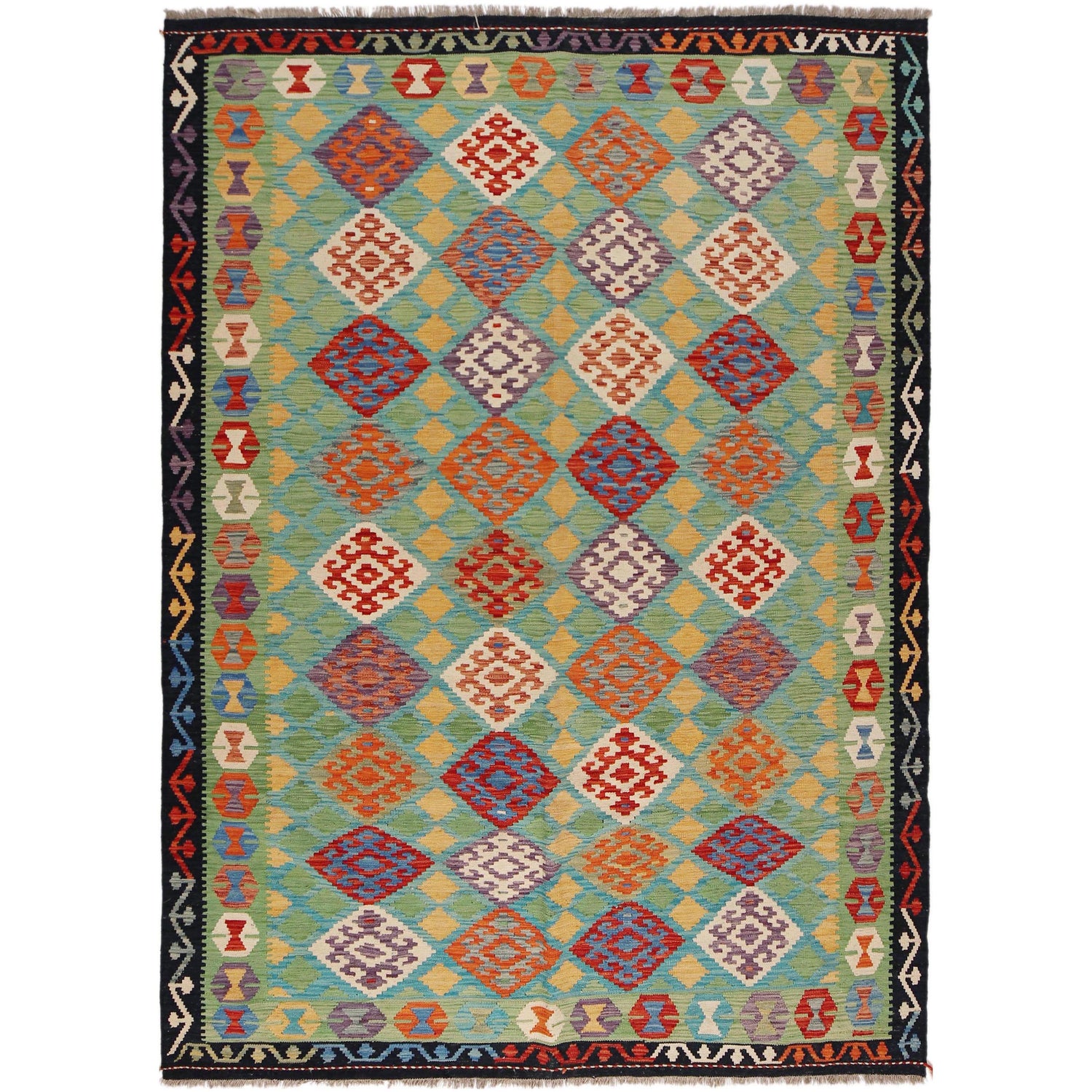 Handmade Vegetable Kelim 6' 1" x 8' 5" (ft) - No. P36061