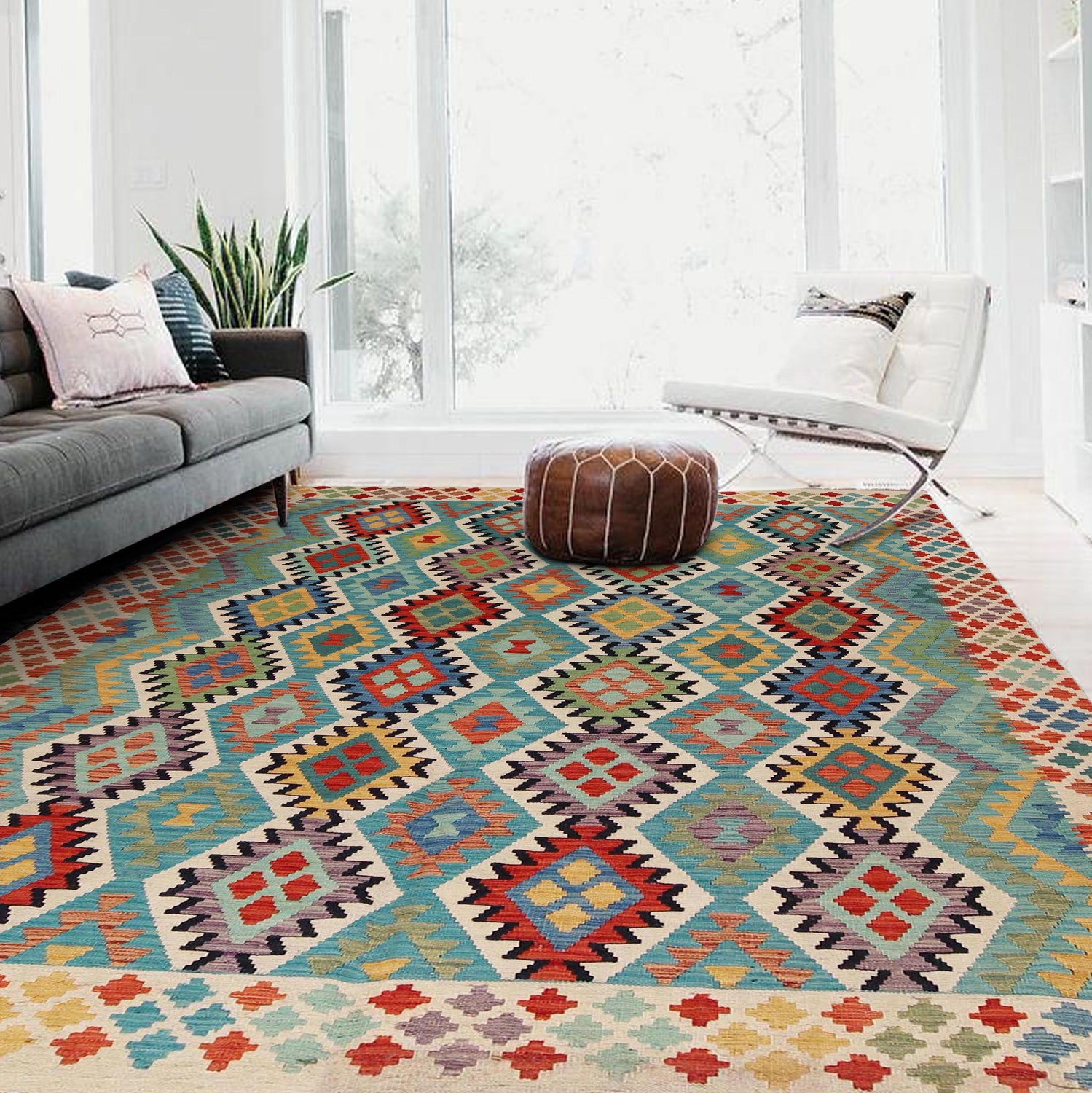 Handmade Vegetable Kelim 6' 9" x 9' 7" (ft) - No. P36063