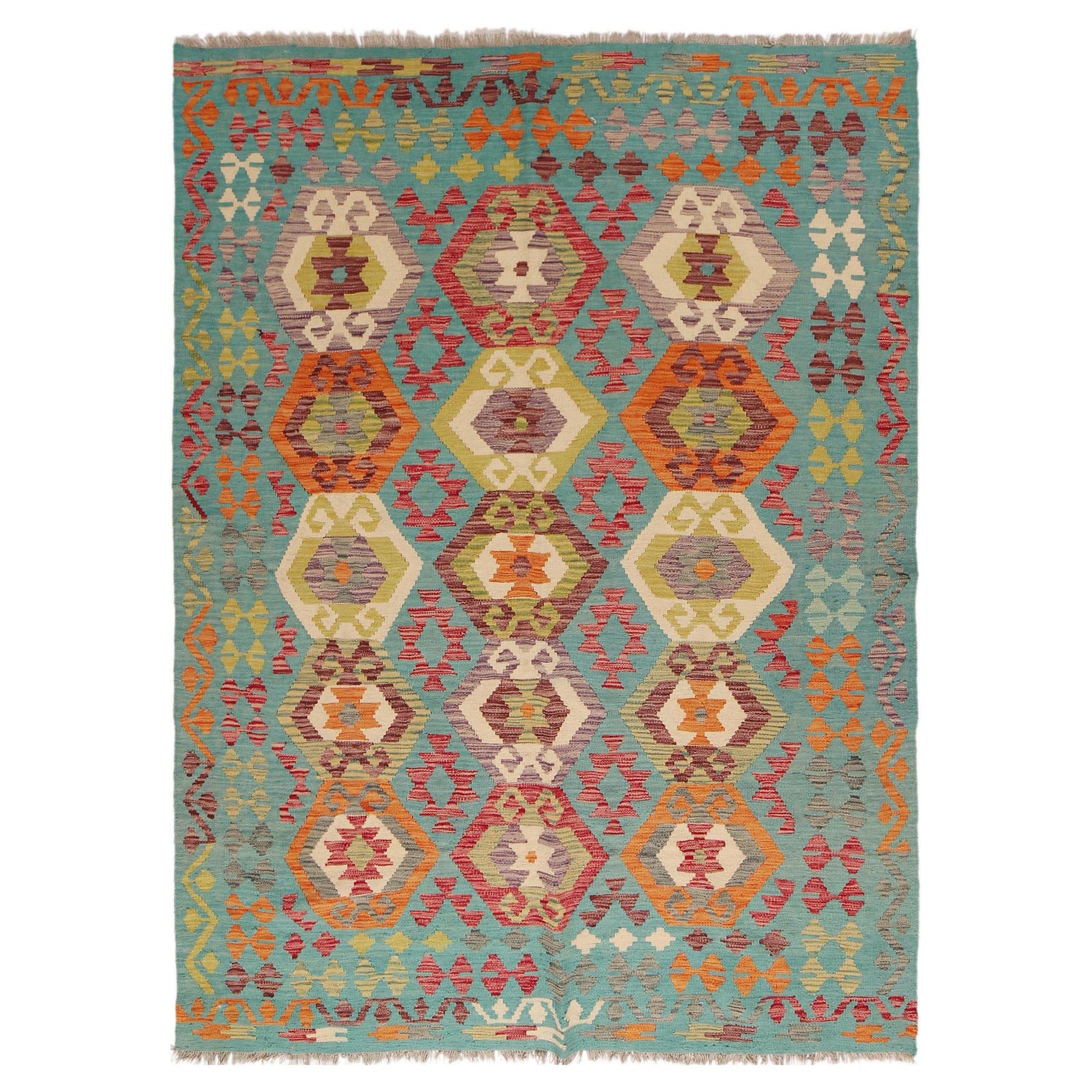 Handmade Vegetable Kelim 5' 9" x 7' 10" (ft) - No. P36064