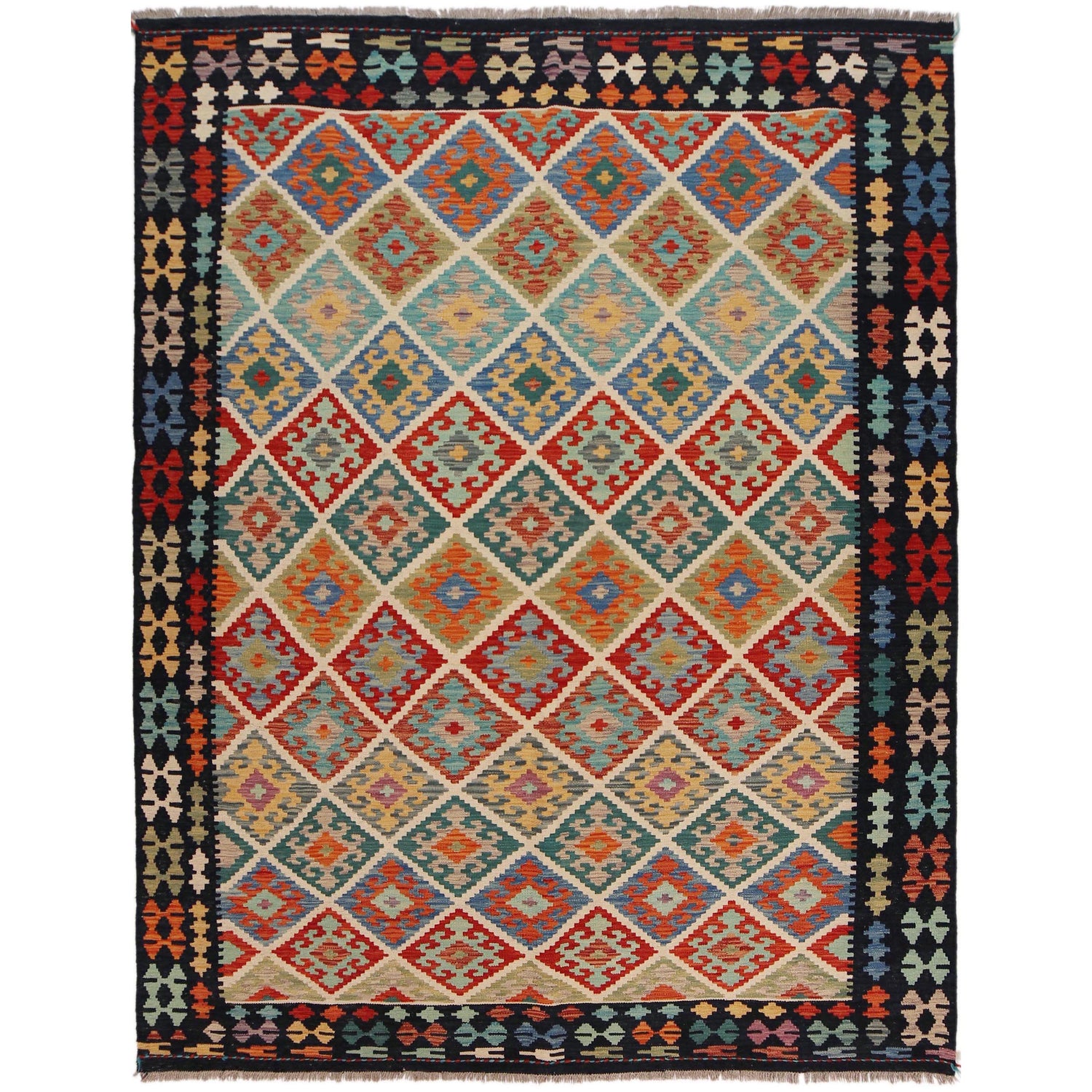 Handmade Vegetable Kilim 6' 1" x 8' 0" (ft) - No. P36065