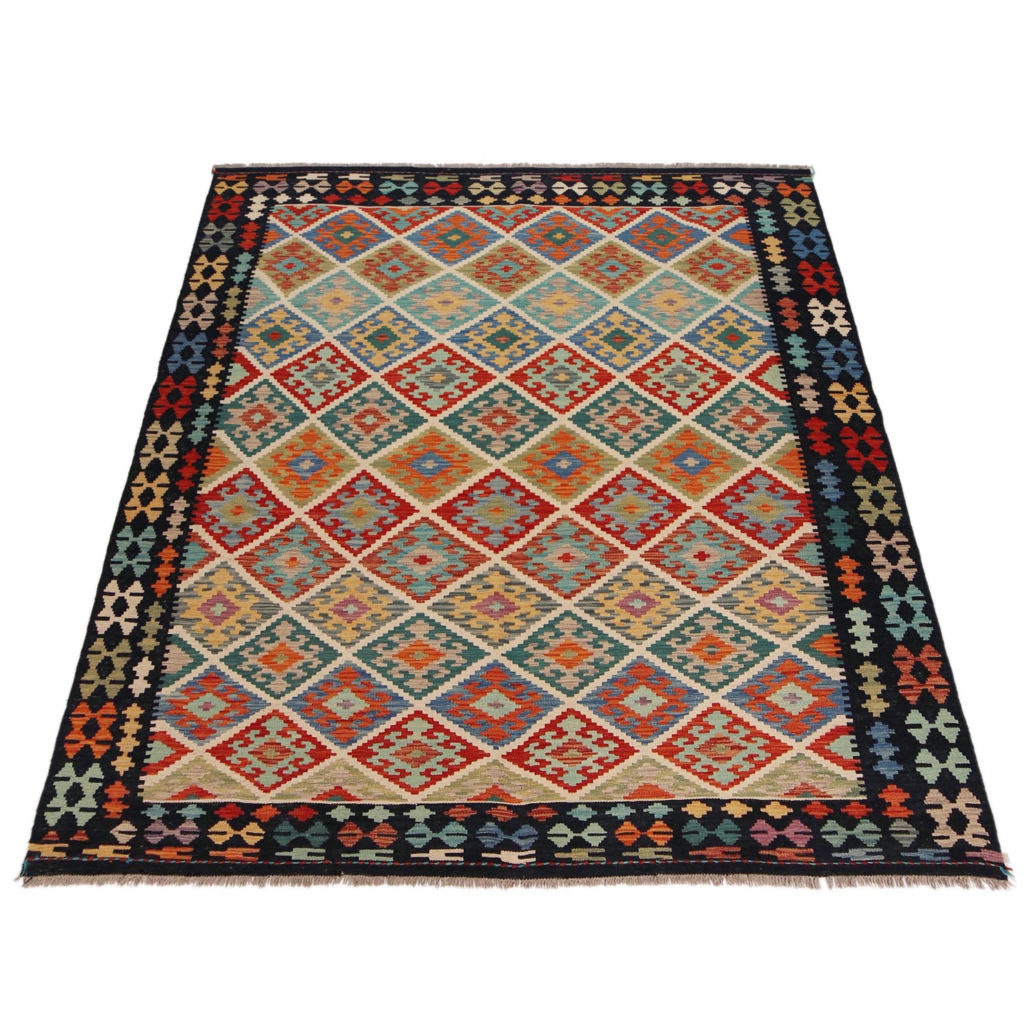 Handmade Vegetable Kilim 6' 1" x 8' 0" (ft) - No. P36065