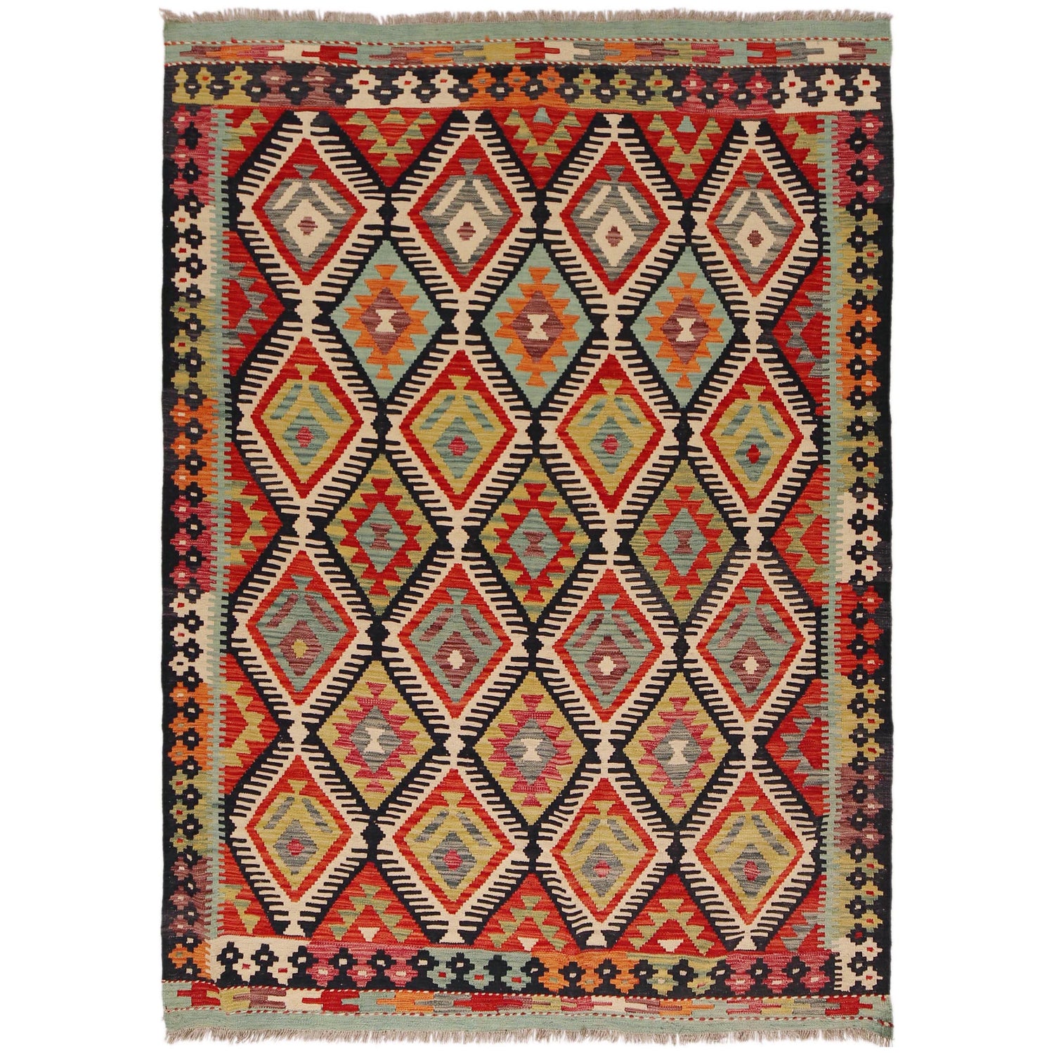 Handmade Vegetable Kilim 5' 7" x 7' 10" (ft) - No. P36067