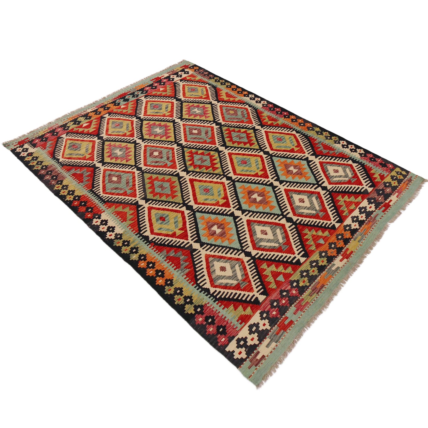 Handmade Vegetable Kilim 5' 7" x 7' 10" (ft) - No. P36067