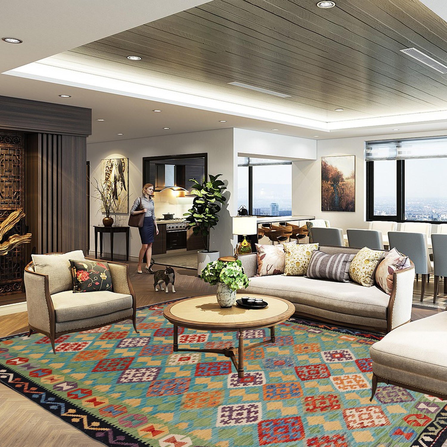 Handmade Vegetable Kelim 6' 0" x 8' 6" (ft) - No. P36068