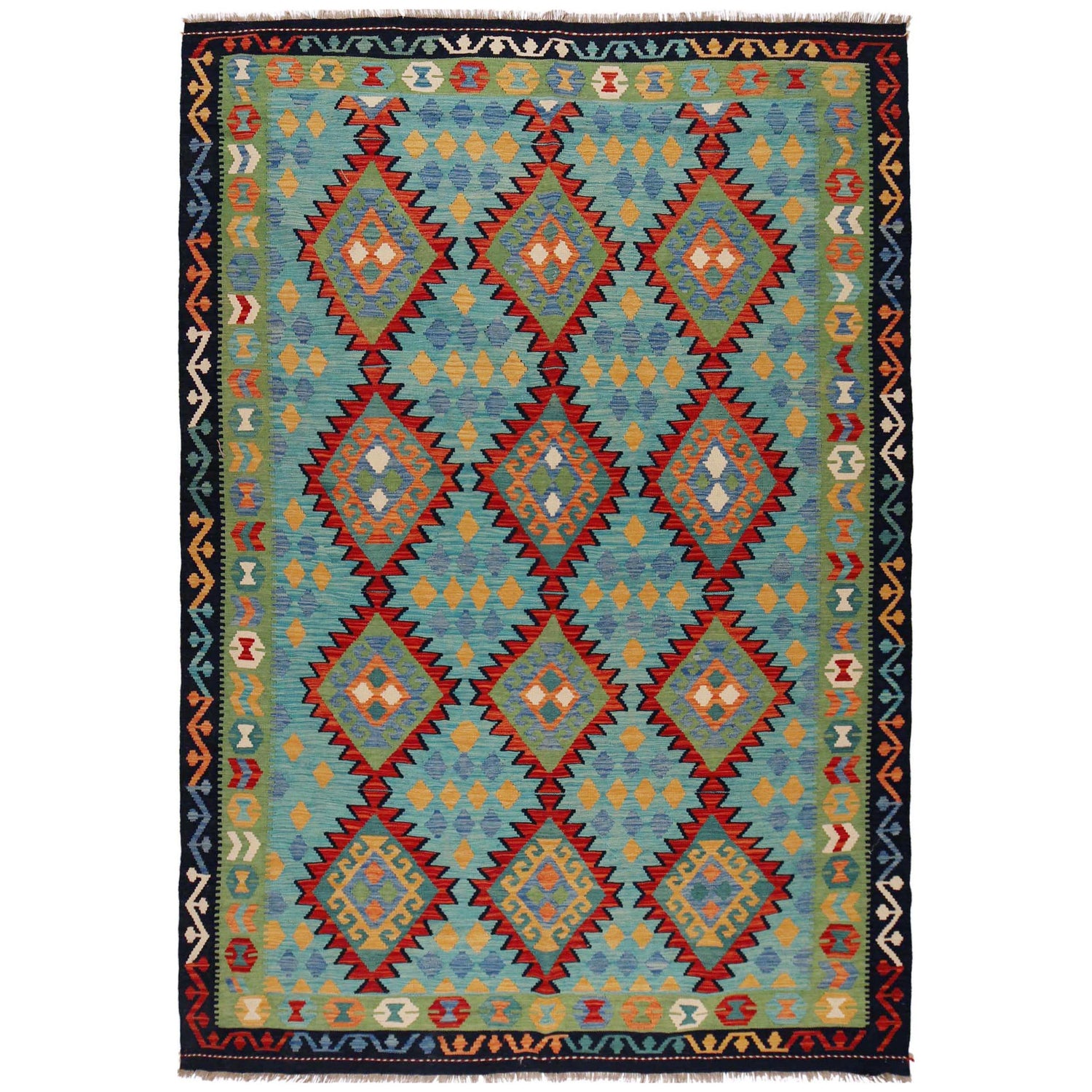 Handmade Vegetable Kelim 6' 7" x 9' 7" (ft) - No. P36074