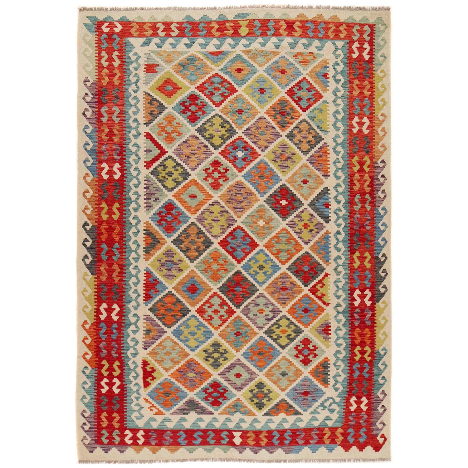 Handmade Vegetable Kilim 6' 8" x 9' 9" (ft) - No. P36075