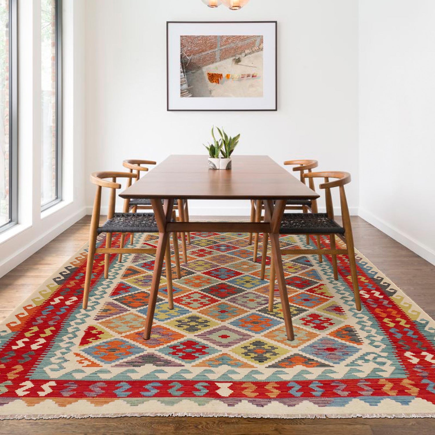 Handmade Vegetable Kilim 6' 8" x 9' 9" (ft) - No. P36075