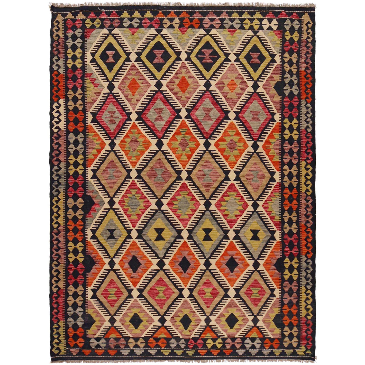 Handmade Vegetable Kelim 6' 4" x 9' 7" (ft) - No. P36076