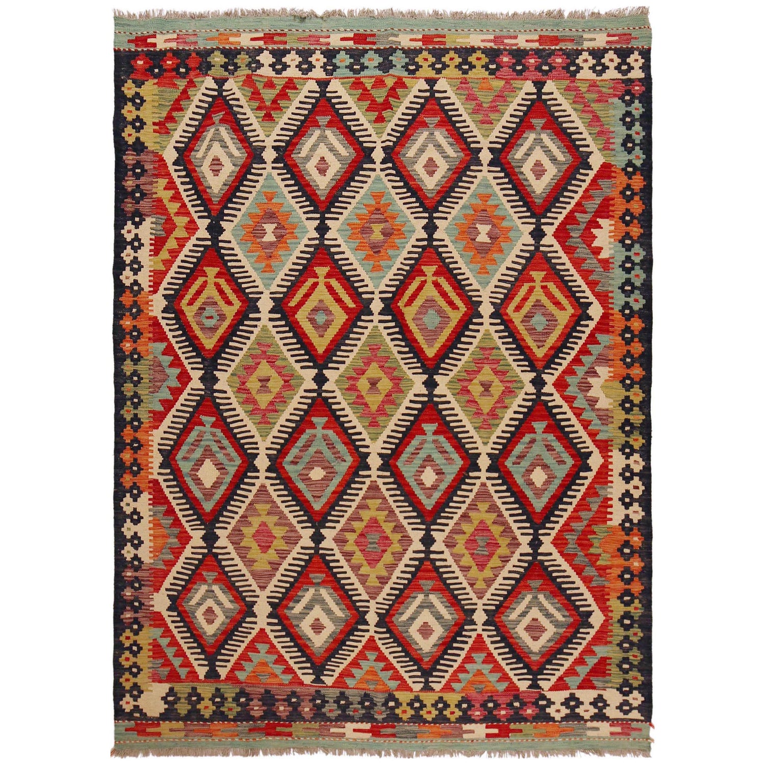 Handmade Vegetable Kilim 5' 9" x 7' 10" (ft) - No. P36085