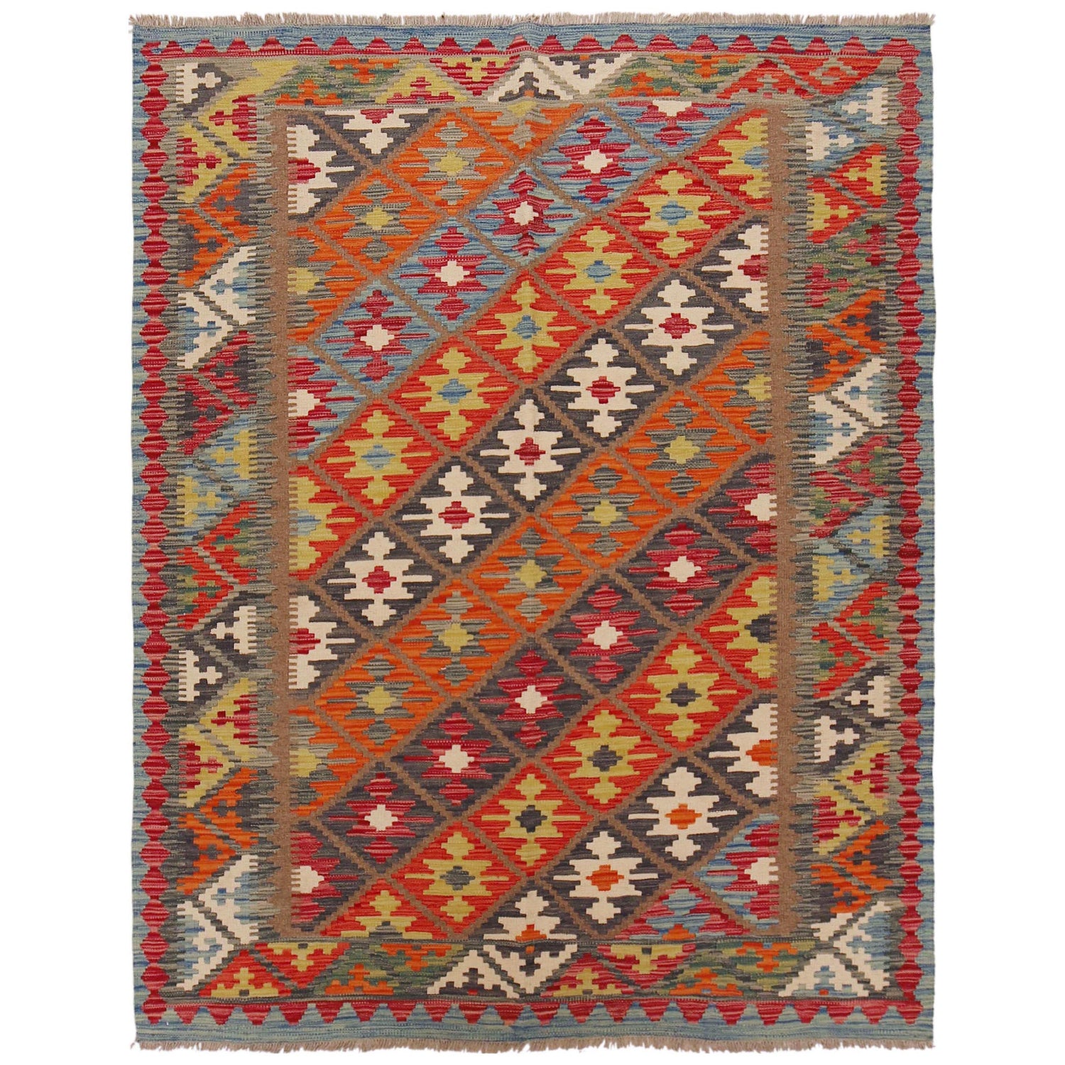 Handmade Vegetable Kelim 5' 2" x 6' 8" (ft) - No. P36098