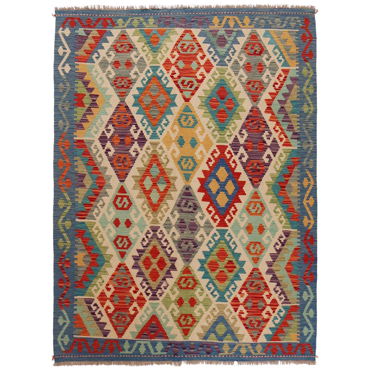 Handmade Vegetable Kilim 5' 0" x 6' 9" (ft) - No. P36099