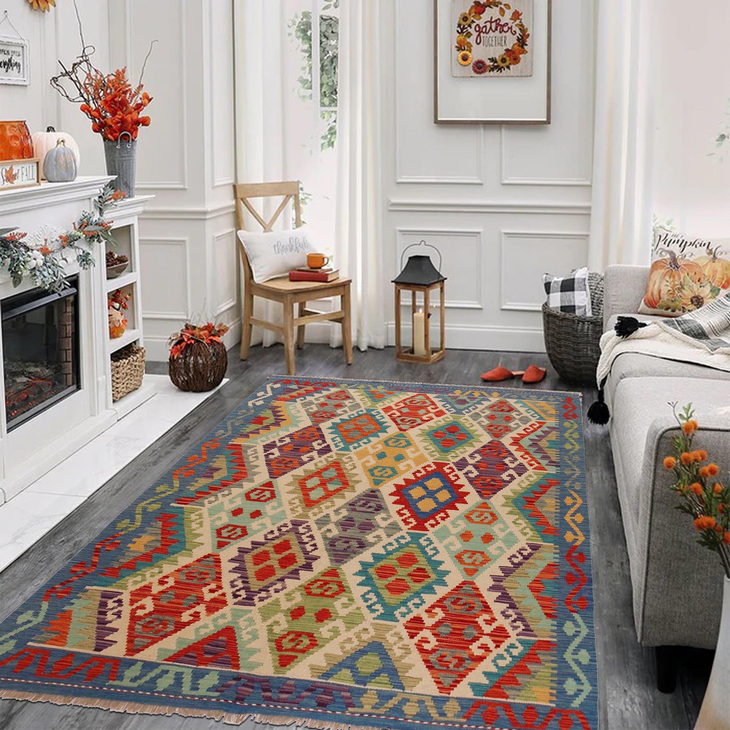 Handmade Vegetable Kilim 5' 0" x 6' 9" (ft) - No. P36099