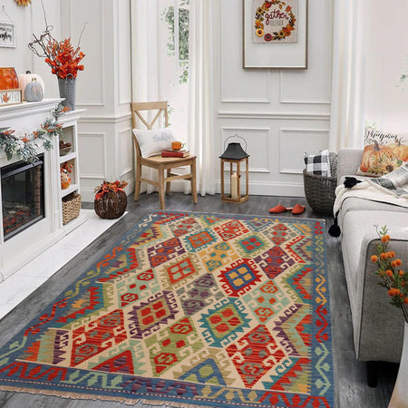 Handmade Vegetable Kilim 5' 0" x 6' 9" (ft) - No. P36099