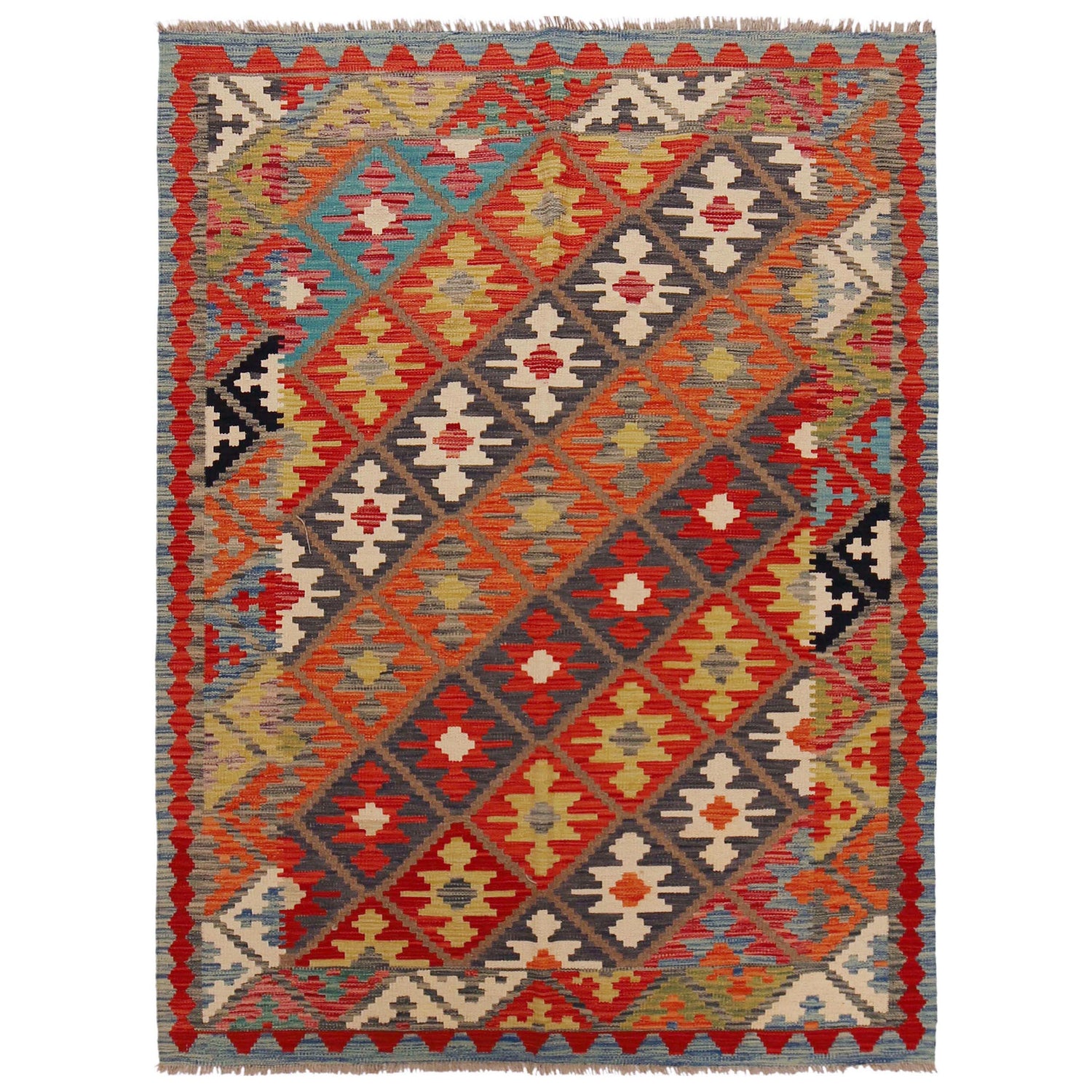 Handmade Vegetable Kilim 4' 11" x 6' 6" (ft) - No. P36102