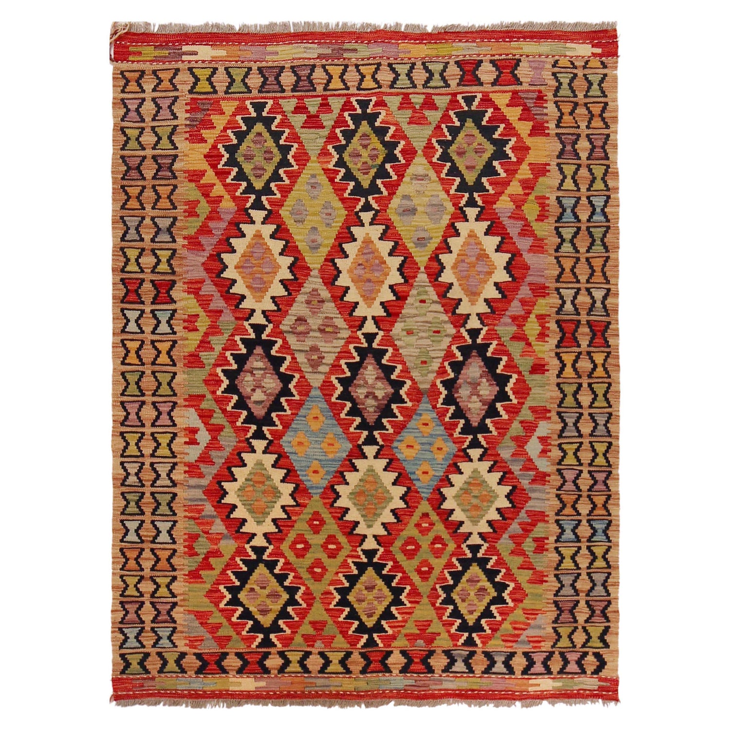 Handmade Vegetable Kelim 4' 4" x 5' 9" (ft) - No. P36105