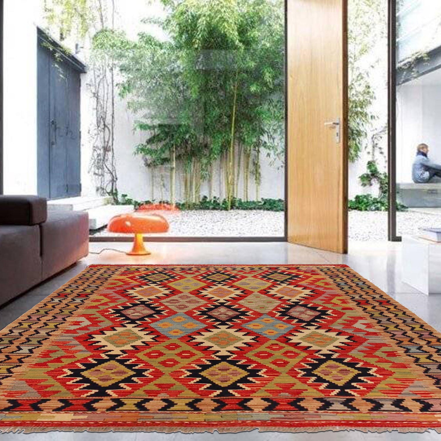 Handmade Vegetable Kelim 4' 4" x 5' 9" (ft) - No. P36105