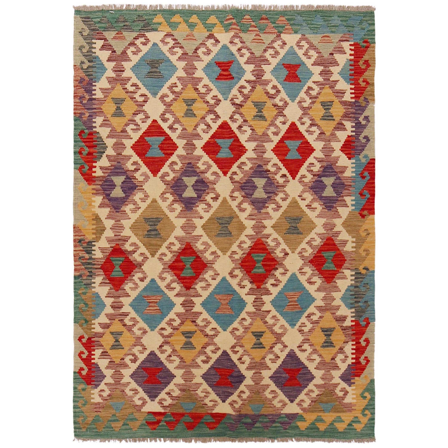 Handmade Vegetable Kilim 4' 2" x 6' 0" (ft) - No. P36106