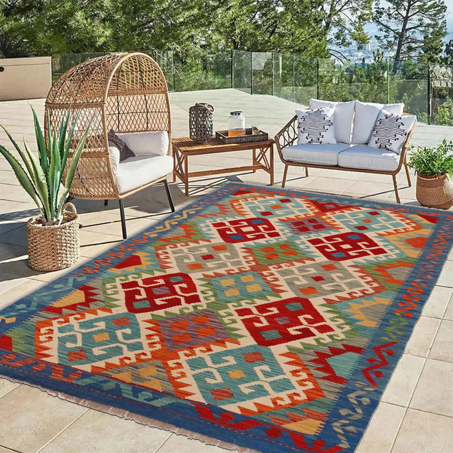 Handmade Vegetable Kelim 4' 0" x 5' 9" (ft) - No. P36107