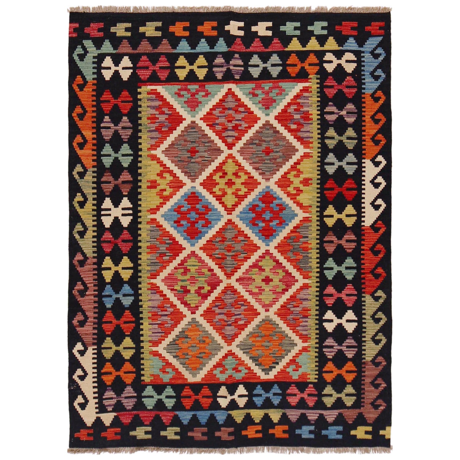 Handmade Vegetable Kilim 4' 1" x 5' 7" (ft) - No. P36108