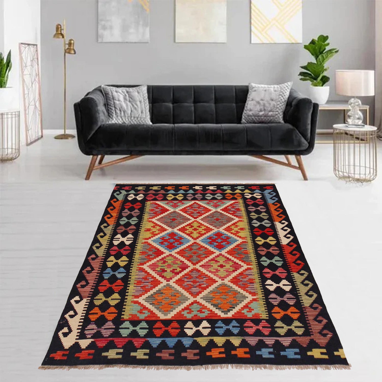 Handmade Vegetable Kilim 4' 1" x 5' 7" (ft) - No. P36108