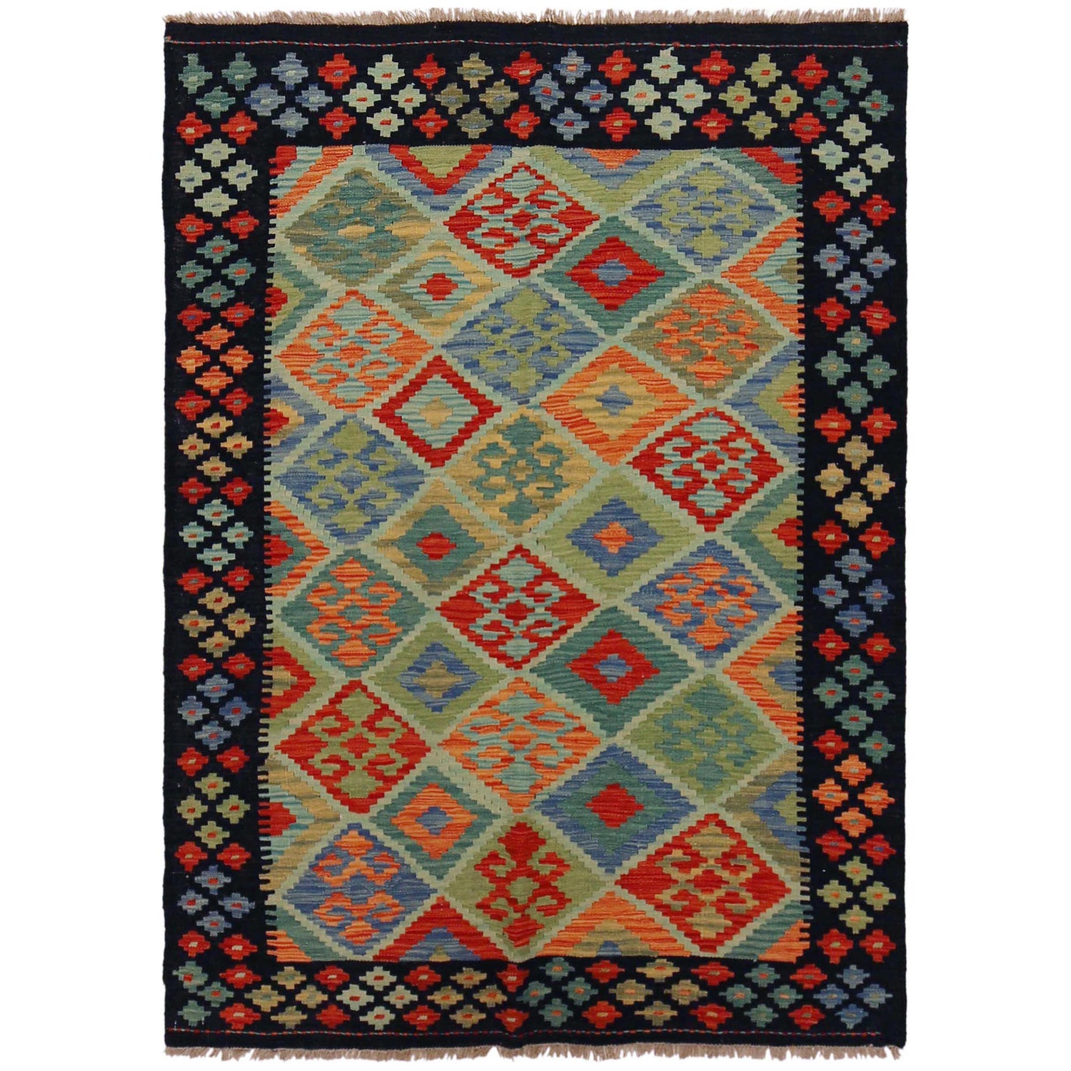 Handmade Vegetable Kelim 4' 0" x 5' 7" (ft) - No. P36109