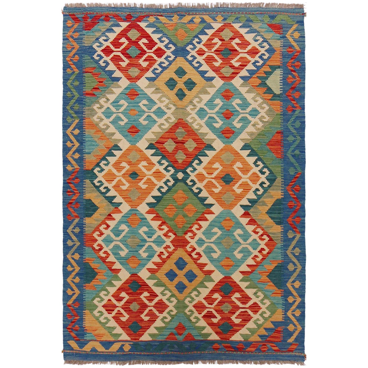 Handmade Vegetable Kilim 4' 0" x 5' 10" (ft) - No. P36110