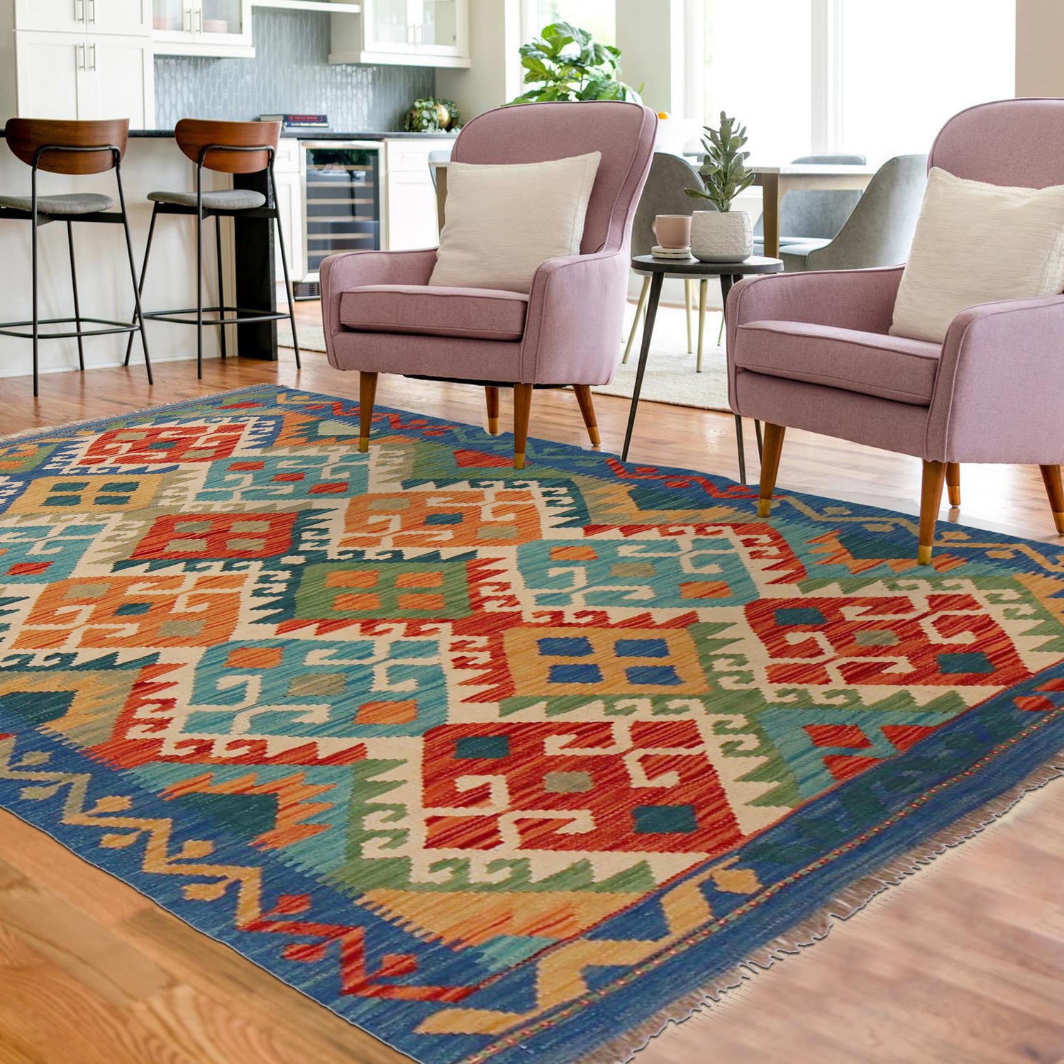 Handmade Vegetable Kilim 4' 0" x 5' 10" (ft) - No. P36110