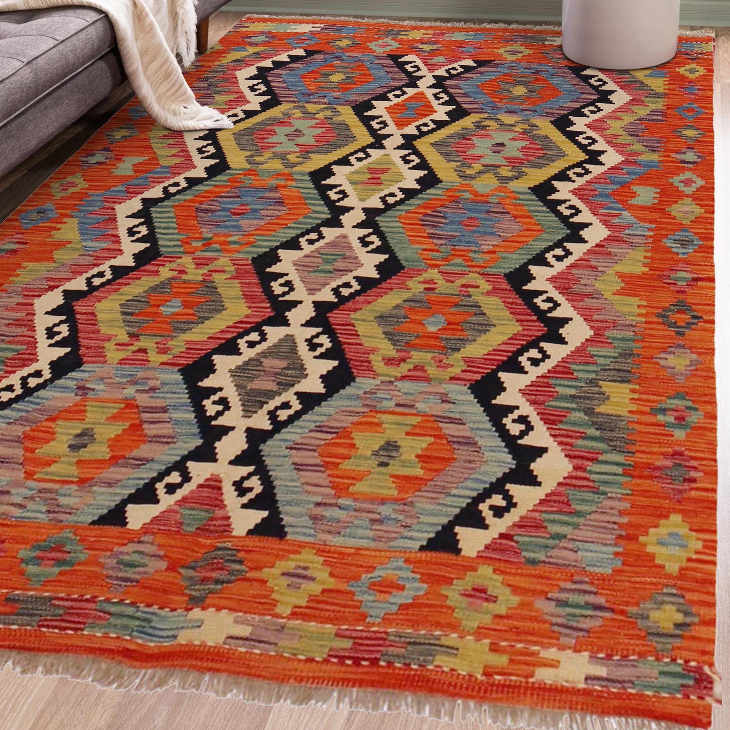 Handmade Vegetable Kilim 4' 3" x 5' 5" (ft) - No. P36112