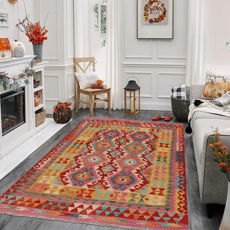 Handmade Vegetable Kilim 4' 1" x 6' 2" (ft) - No. P36120