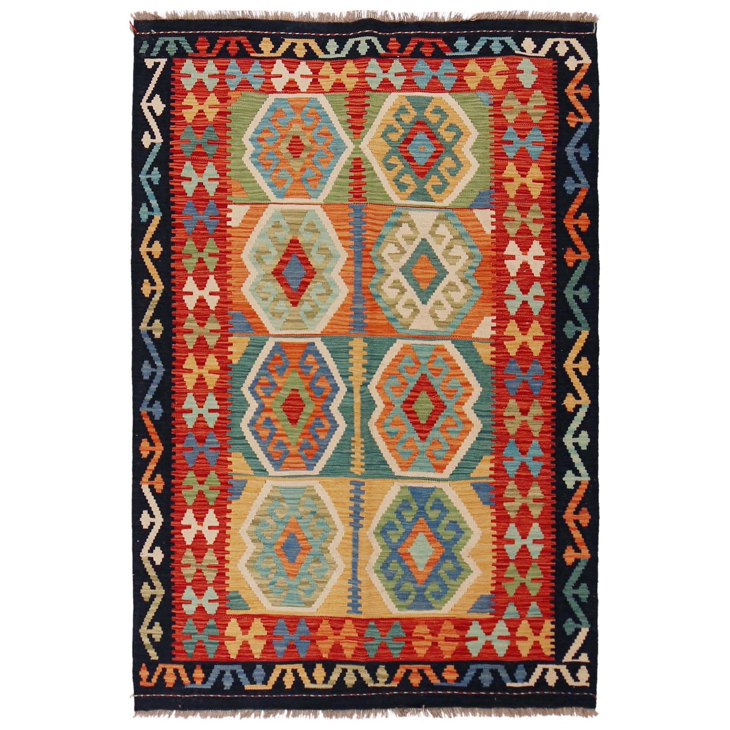 Handmade Vegetable Kelim 4' 0" x 6' 2" (ft) - No. P36121