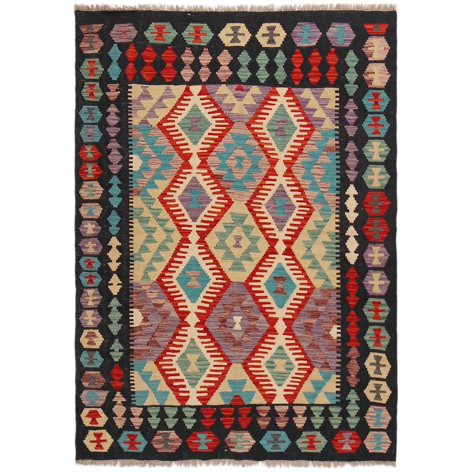 Handmade Vegetable Kilim 4' 1" x 5' 7" (ft) - No. P36122