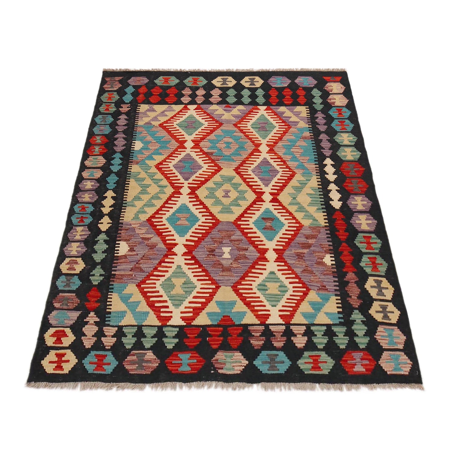 Handmade Vegetable Kilim 4' 1" x 5' 7" (ft) - No. P36122