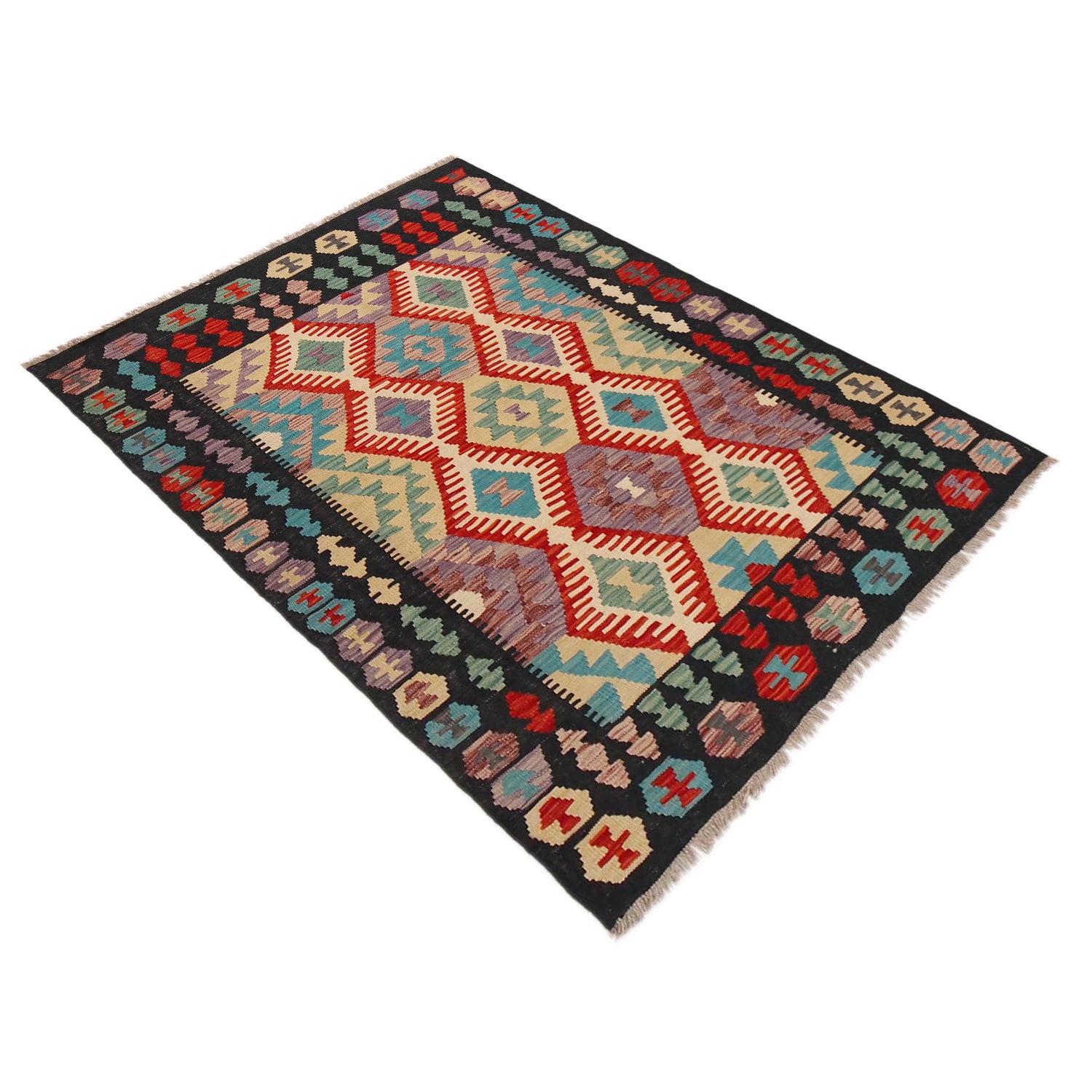 Handmade Vegetable Kilim 4' 1" x 5' 7" (ft) - No. P36122