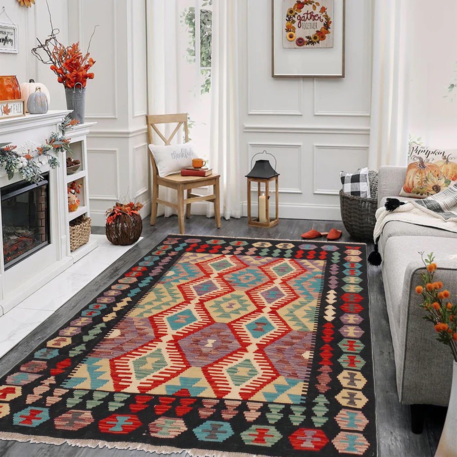 Handmade Vegetable Kilim 4' 1" x 5' 7" (ft) - No. P36122