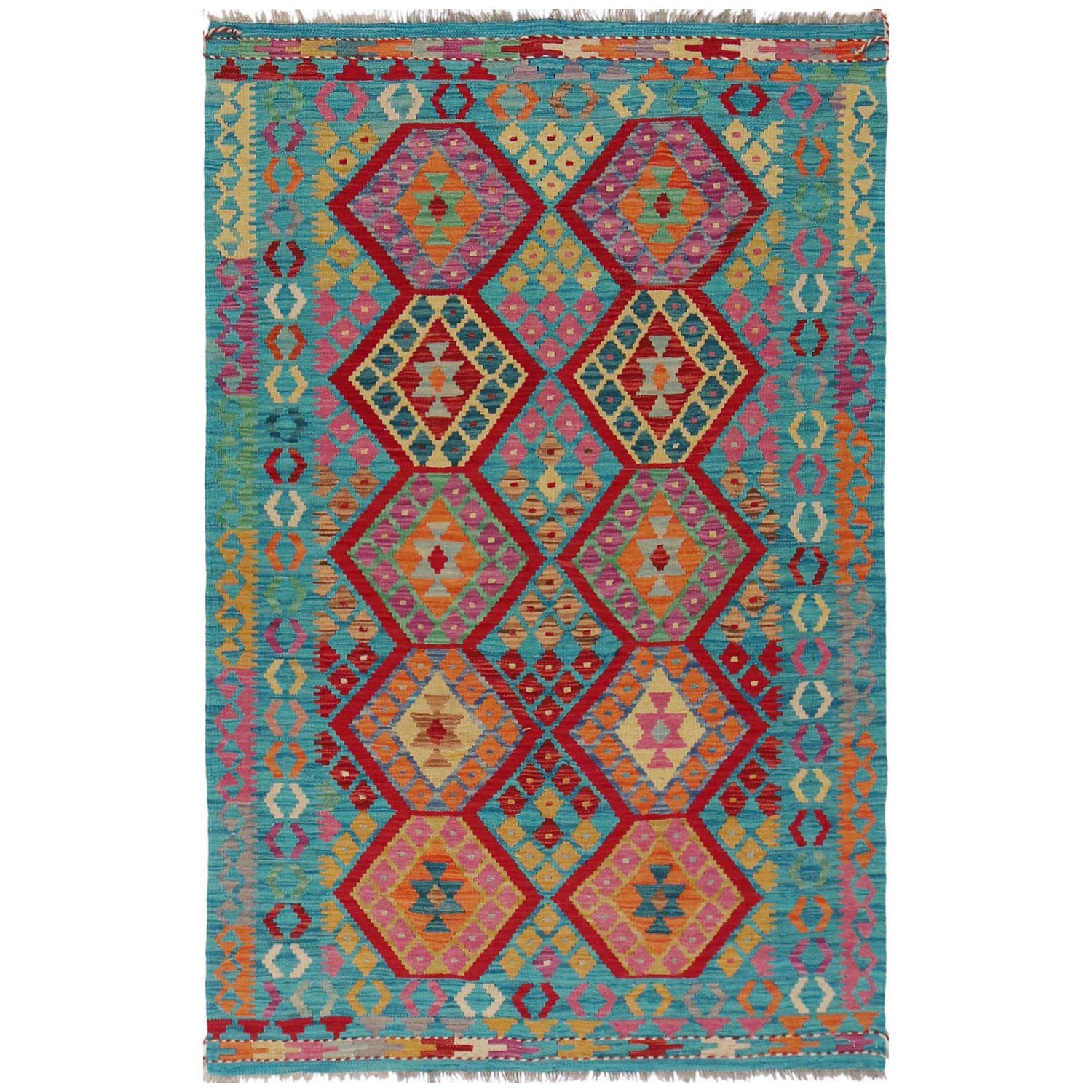 Handmade Vegetable Kilim 4' 2" x 6' 7" (ft) - No. P36125