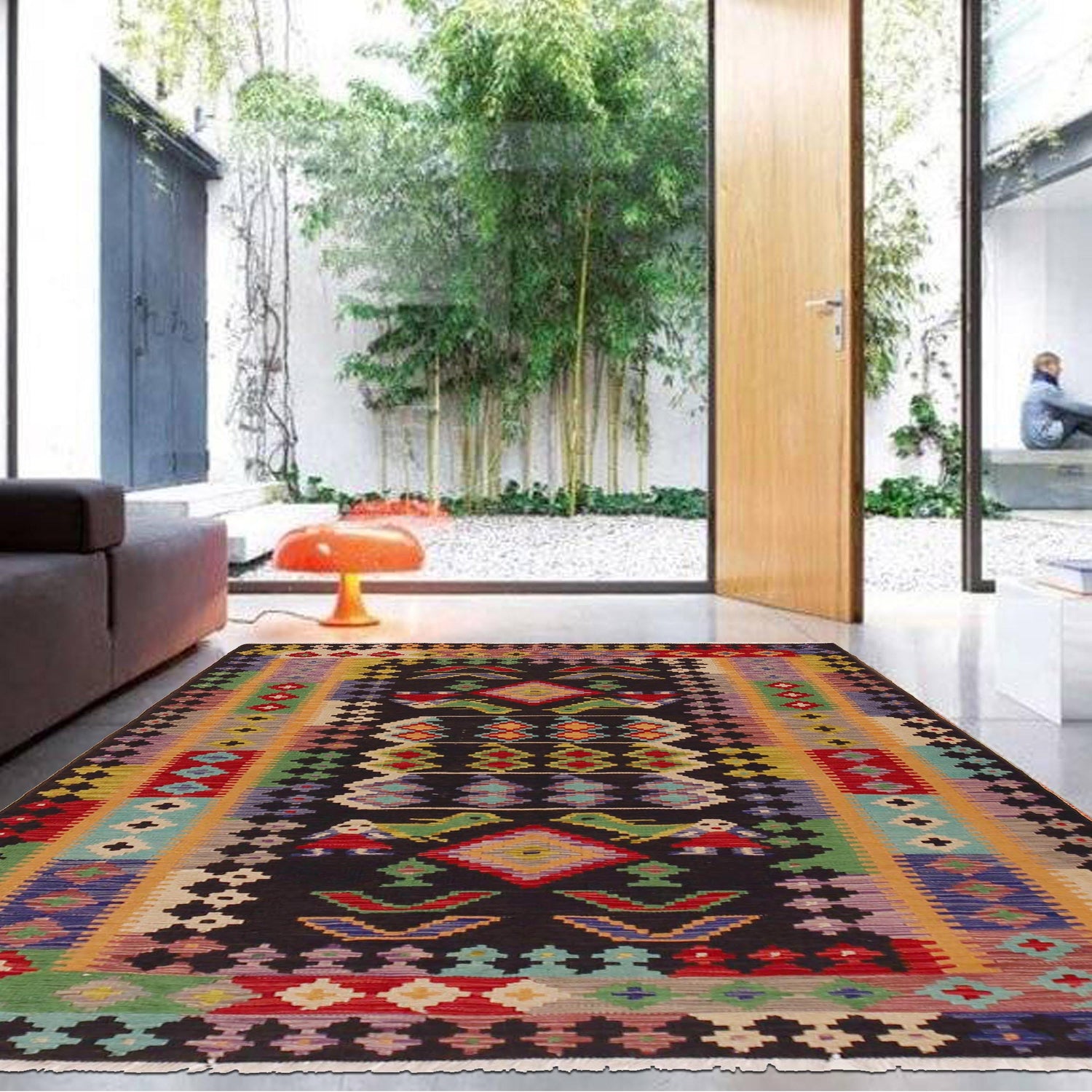 Handmade Vegetable Kilim 4' 2" x 6' 2" (ft) - No. P36127
