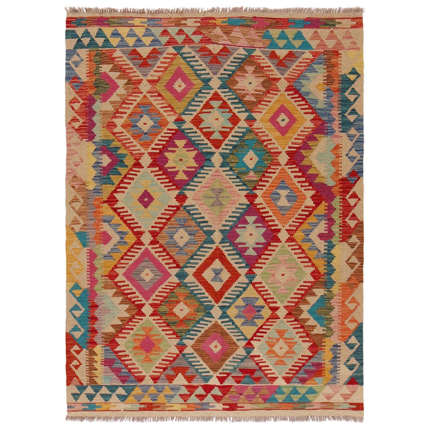 Handmade Vegetable Kilim 4' 2" x 5' 8" (ft) - No. P36129