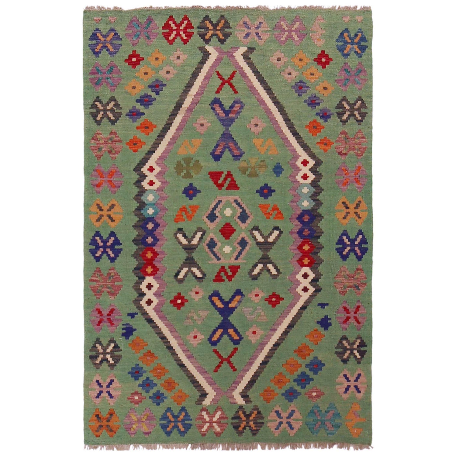Handmade Vegetable Kilim 3' 4" x 5' 0" (ft) - No. P36137