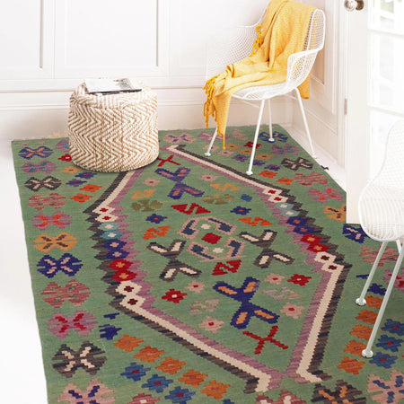 Handmade Vegetable Kilim 3' 4" x 5' 0" (ft) - No. P36137