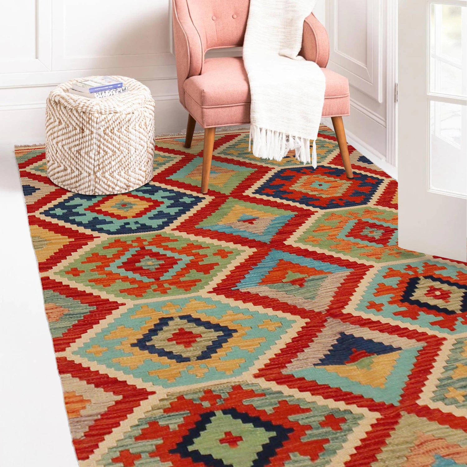 Handmade Vegetable Kilim 3' 5" x 5' 0" (ft) - No. P36140