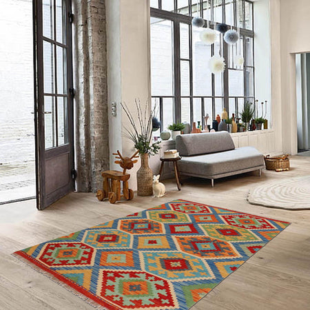 Handmade Vegetable Kelim 3' 4" x 4' 9" (ft) - No. P36141